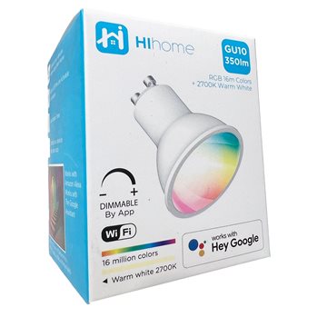 Hihome Smart LED WiFi GU10 RGB 16M farver + Varm hvid 2700K GU10 WAL-RGBWGU10 
